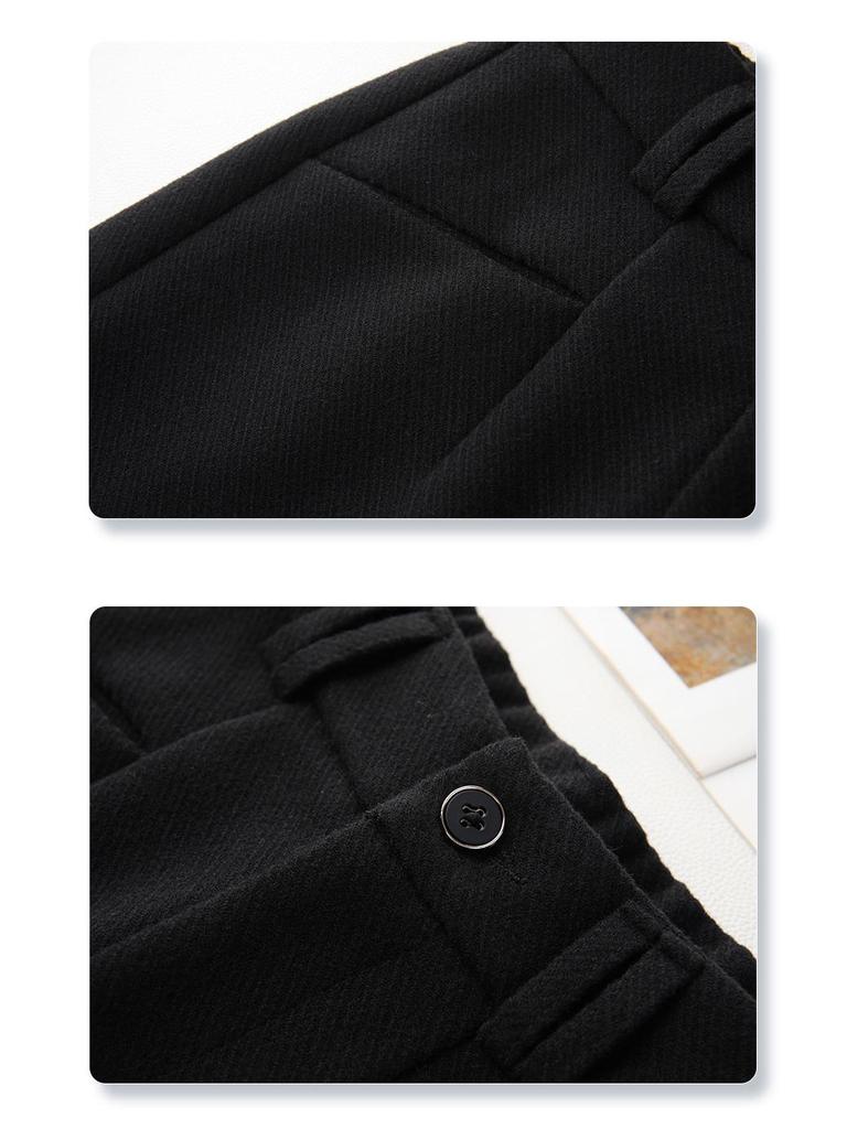 Women's Khaki Wool Trousers: 2024 Autumn/Winter Wide-Leg A-Line Bootcut Shorts