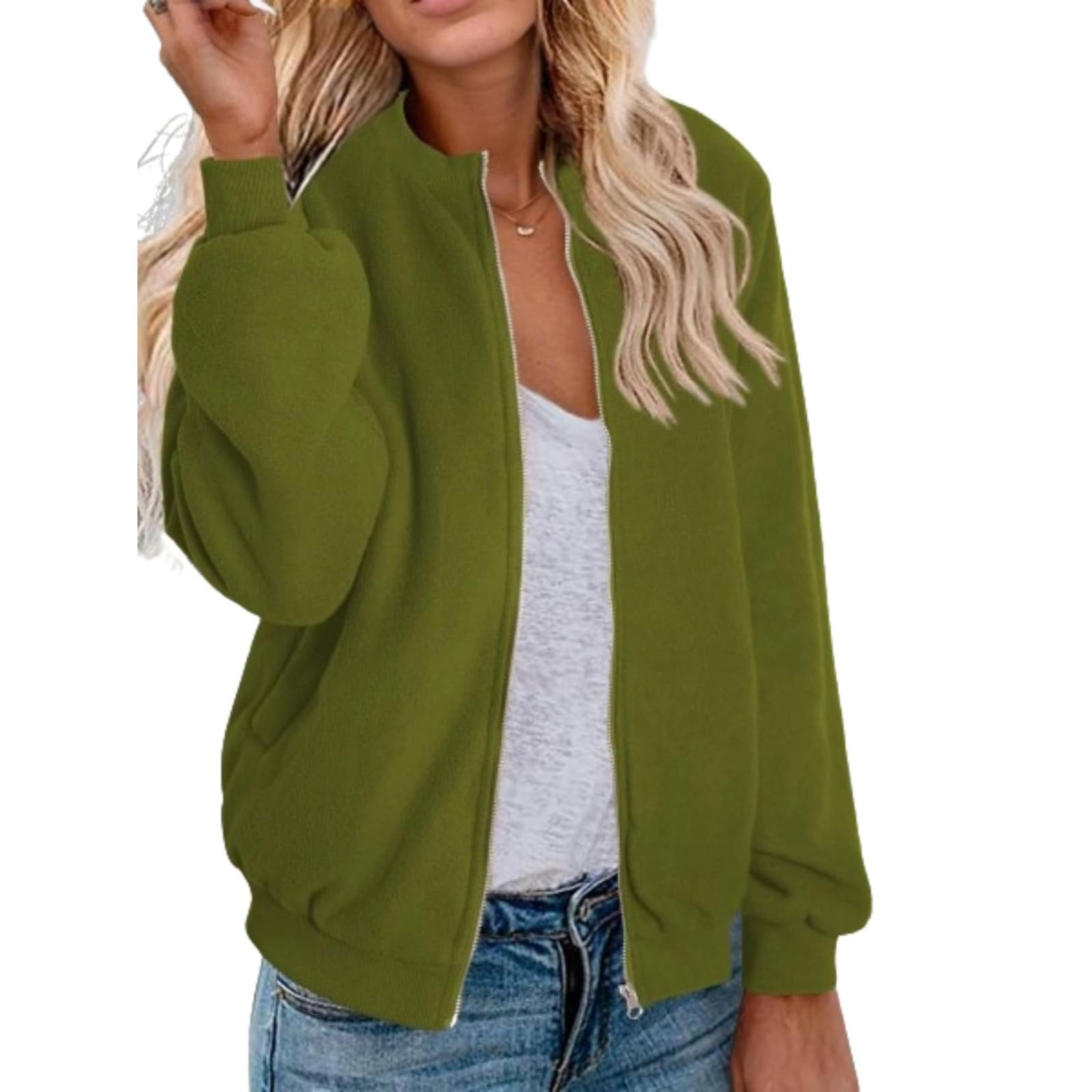 

Женский длинный рукав пуловер повседневный пушистый флис открытый спереди куртки наряды S