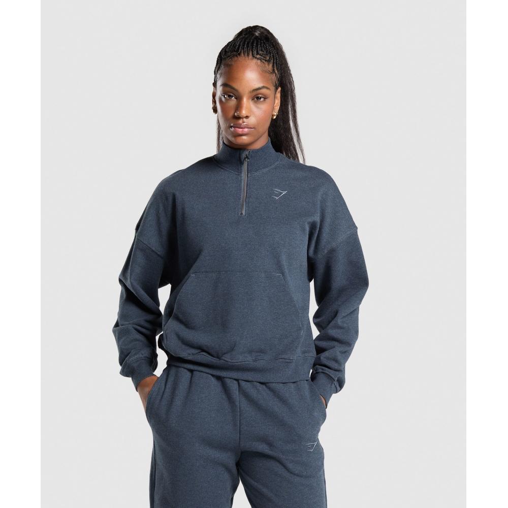 

GYMSHARK День отдыха Толстовка 1 2 Молния Пуловер Bros Indigo Blue Marl B3A9J UC0D XS