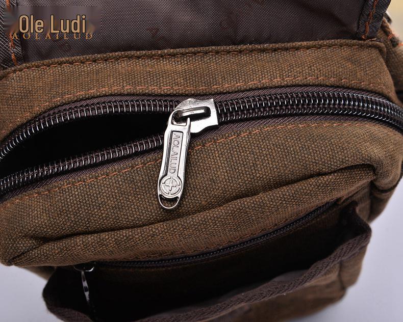 Męska Retro Płócienna Torba na Nogę - Pionowy Kwadratowy Zamek Błyskawiczny, Odporna na Zużycie, Styl Europejski i Amerykański