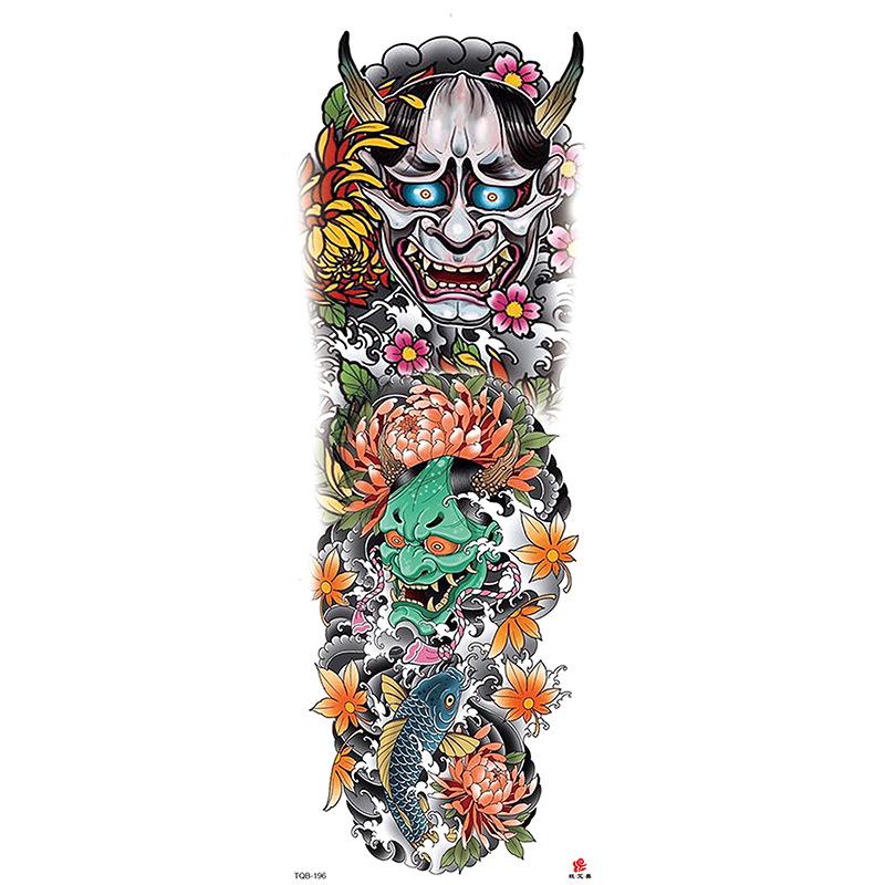 Waterdichte tattoo stickers voor de hele arm: Jezus, Maagd Maria, Kroon, Leeuw-ontwerp
