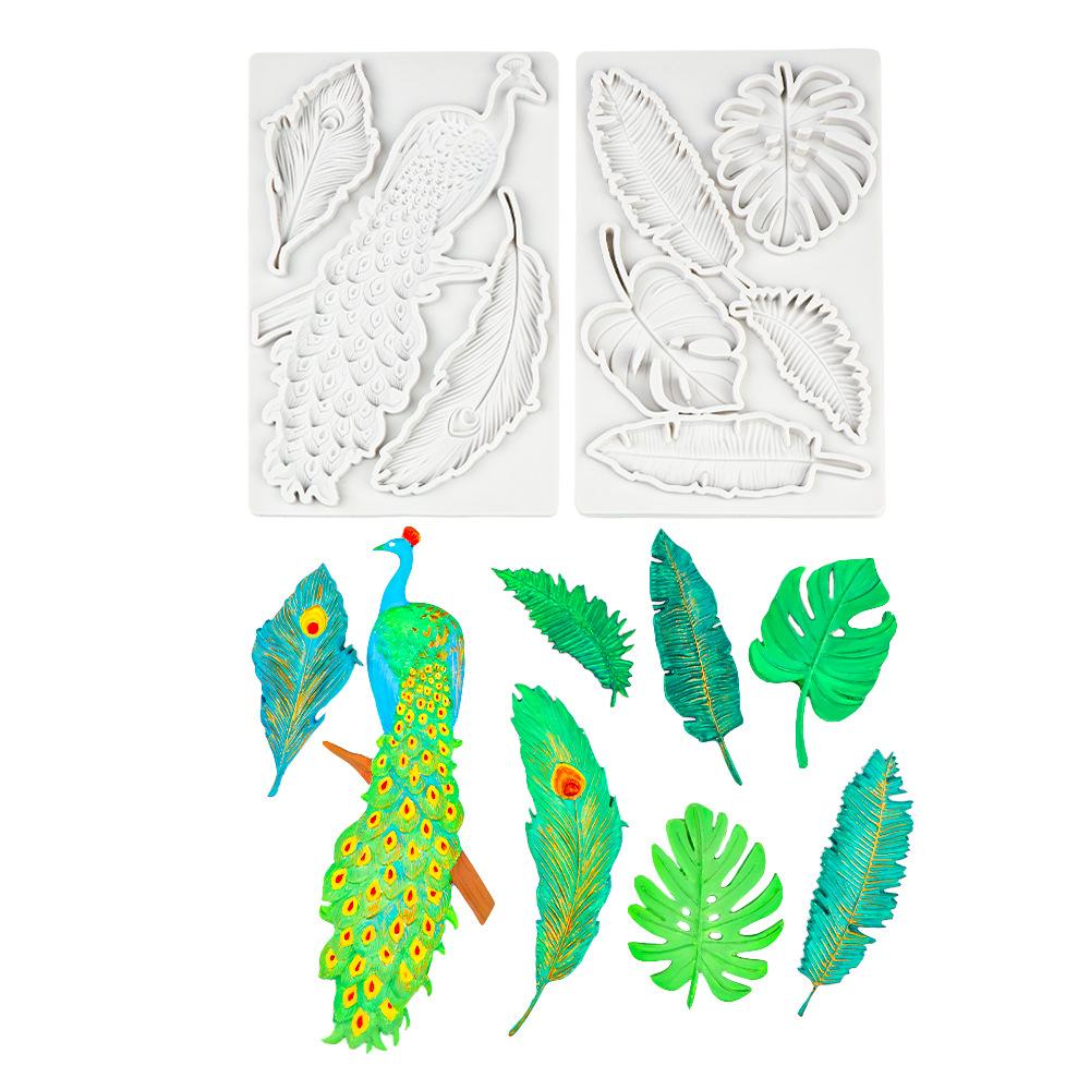 Feather Turtle Maple Back Leaf Peacock Shaped Silicone Mold for Baking Cakes Chocolate and Home Decor Mould