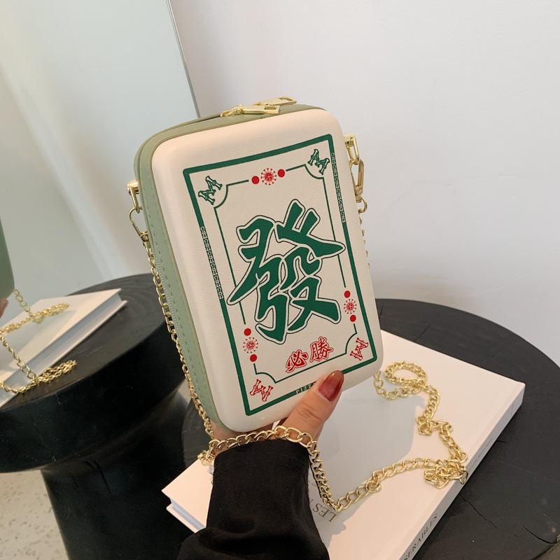 

Funny personality small bag women 2025 new design ins Internet celebrity mahjong chain shoulder crossbody small square bag tide