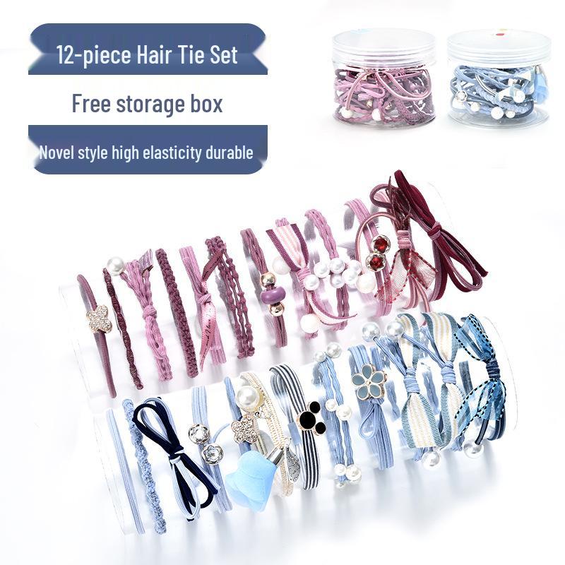 

Korean Forest Girl Hair Accessories: 12-Piece Set of Ponytail Rubber Bands