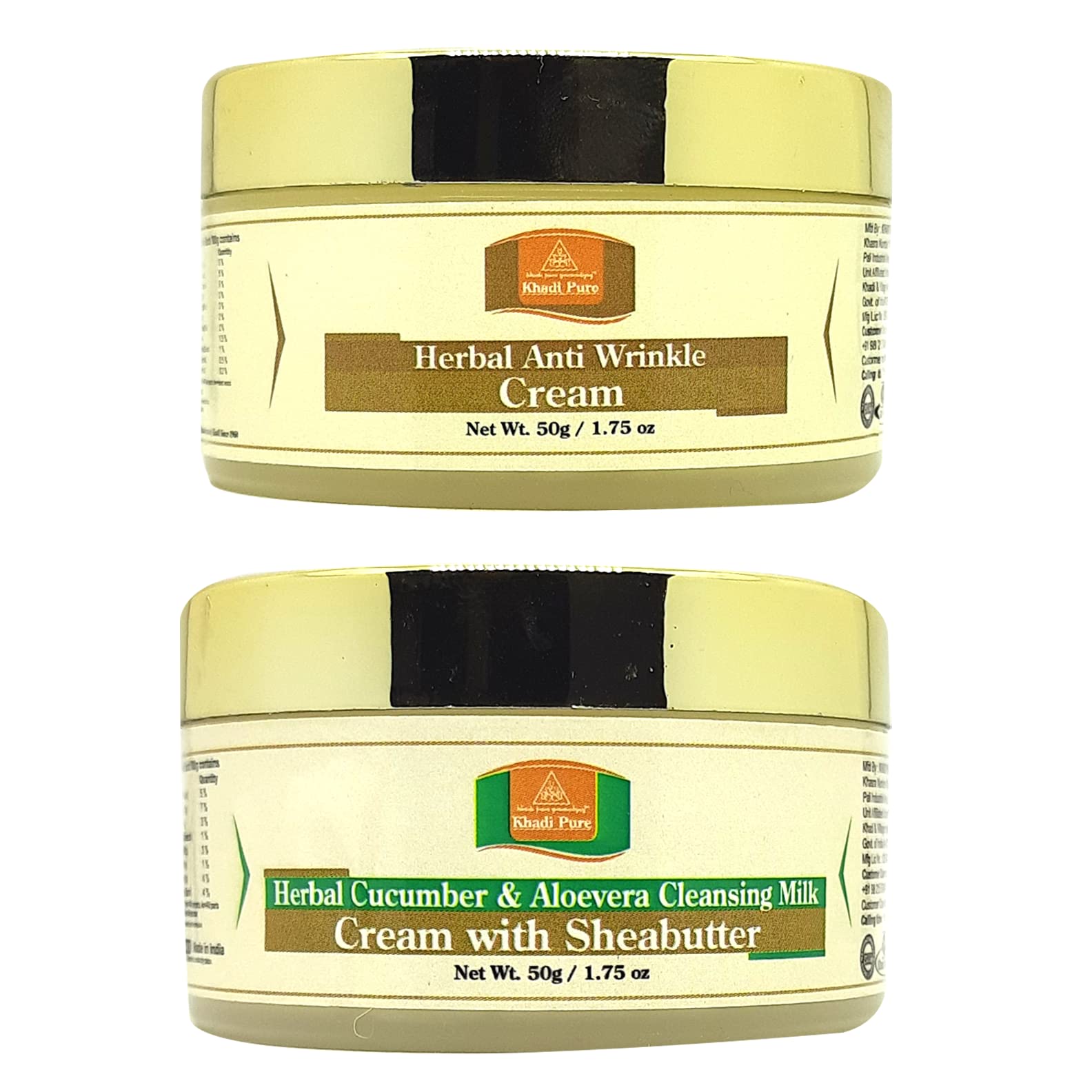 Khadi Pure Anti Wrinkle & Cucumber Aloe Vera Cleansing Milk Cream, 50 g (Pack of 2)
