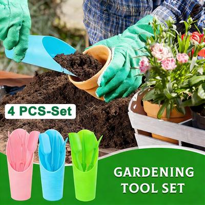 4PCS-Set Garden Shovel Hand Tools Transplanting Succulent Cultivation Digging Scoops Kits Plastic for Flower Planting Bonsai Potting Soil Indoor