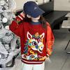 Girls' Red Horse Year Sweater, Winter 2026 Zodiac Style, Thickened for Big Kids - Perfect for New Year Visits