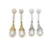 New Natural Freshwater Pearl Stud Earrings Women's Retro Court Style Slightly Inlaid Zircon Water Drop-shaped Pearl Earrings