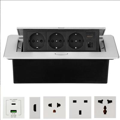 Pop-up Desktop Socket: European Power, Multimedia Network RJ45, US & German Standards