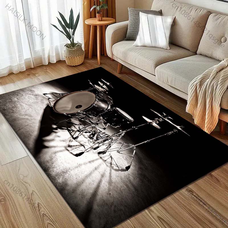Drums In The Spotlight Print Carpet for Living Room Bedroom Bedside Sofa Table Floor Mat Home Area Rug Decor for Gifts