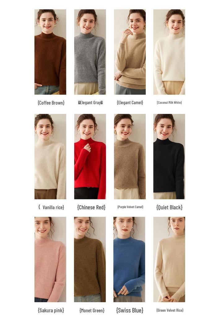 Women's Half-High Collar Thickened Cashmere Sweater - Autumn/Winter Style