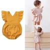 Newborn Baby Girl Romper Infant Baby Girls Ruffle Sleeve Bodysuit Casual Toddler Coming Home- Summer Jumpsuit Clothes  Yellow 66-90