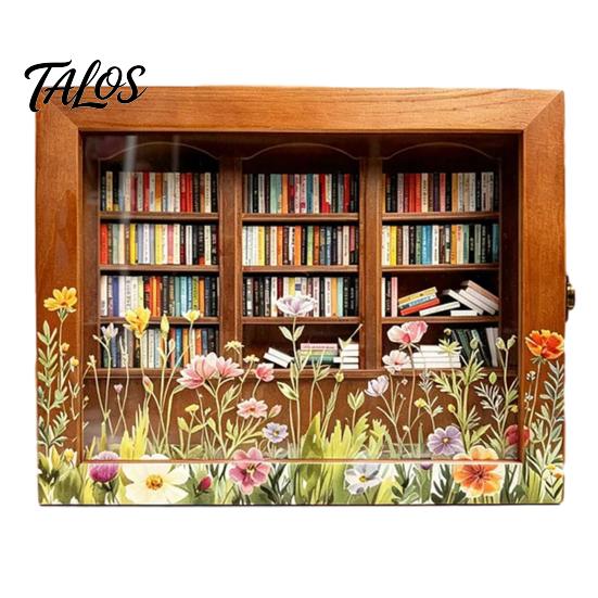 Scuoti Via la Tua Ansia Mini Libreria, Figurine in Legno Miniatura di Libreria con 200 Pezzi di Libri, Regali per Alleviare lo Stress per Amanti dei Libri, Adulti