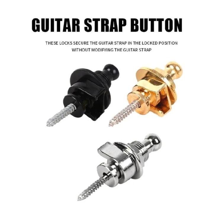 Set of 2 Guitars Strap Safe Locks Elegant Buttons Guitar Accessory Set Metal Strap Locks Electric Guitar Part for Repair