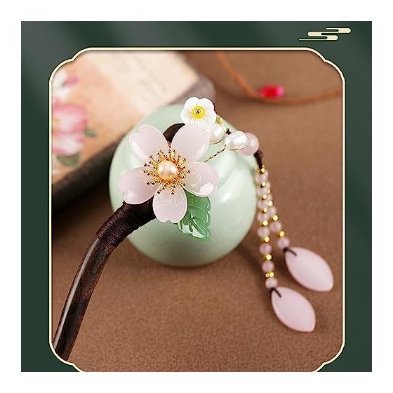 Natural Ebony Hairpin, Handmade Single-Prong Hair Stick, Simple Wooden Hair Accessory, Zodiac Rabbit, Lucky Clover, Maneki Neko, Four-Leaf Clover,