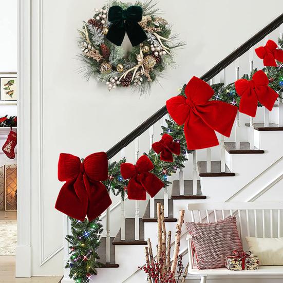 Christmas Ornament Multi-Size Design Velvet Fabric Bow Handmade 3D Shape Christmas Bowknot Decoration