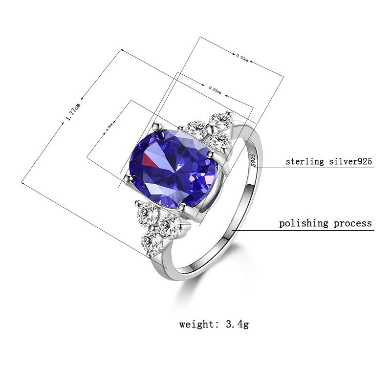 Women's Jewelry Silver Plated Rings White Pink Light Blue Champagne Zircon Oval Wedding Ring
