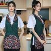 Multi-functional Polyester Work Apron Waterproof Ethnic Style Suit Collar Apron Vintage Button Design Dining Apron Kitchen