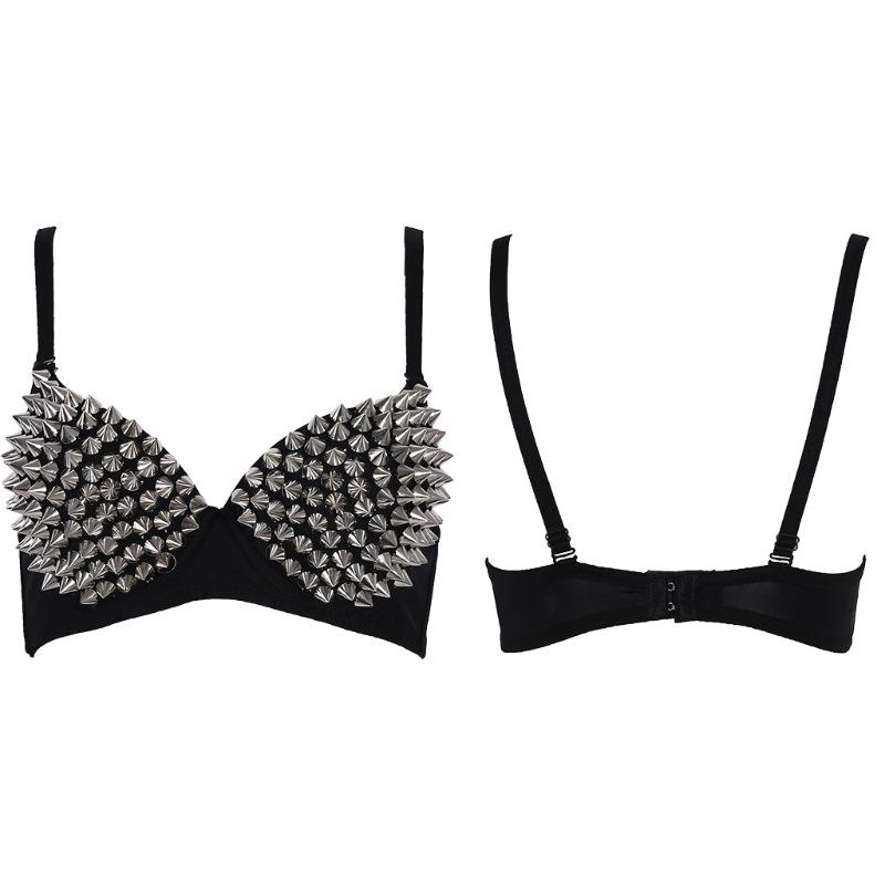 Damen Unterwäsche Nieten BH Top Steampunk Stil Party Nachtclub Bar Bauchtanz Bühnenkostüm Club Karneval Sport Rutschfester BH