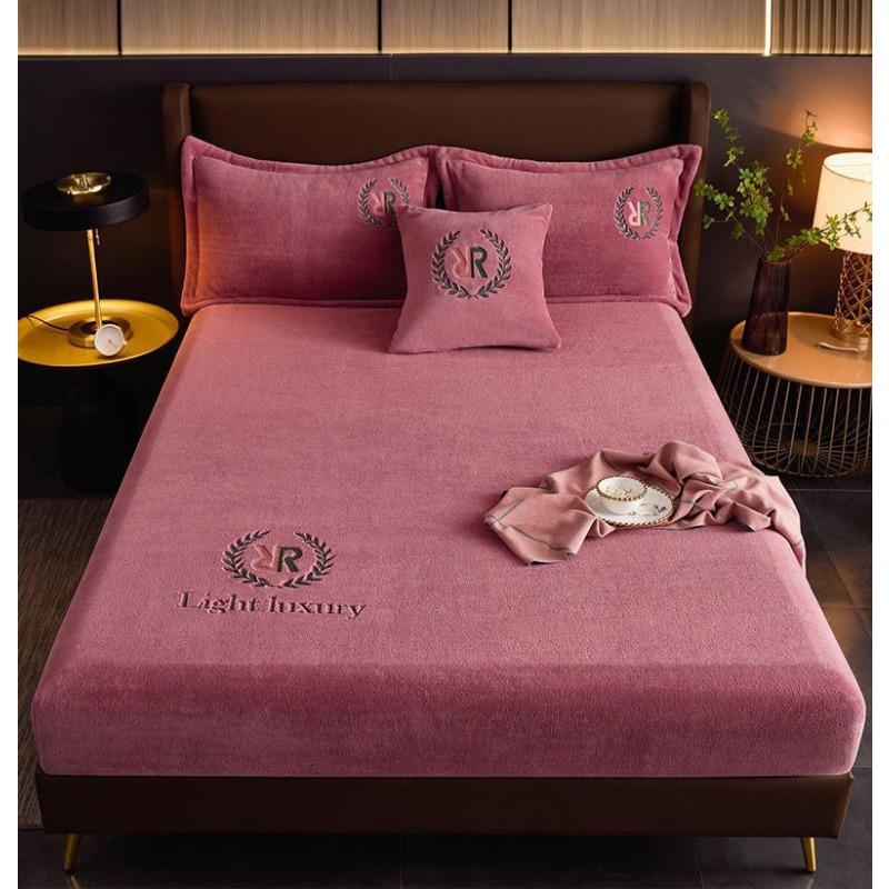 Thicken Velvet Mattress Cover Bed Sheets Pad Protector Solid Color Bed Fitted Cover Latex Mat Cover