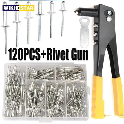 Kniedes / Izturīgs kniedētājs Komplekts Pop kniedēšanas pistole Dažādu veidu komplekts Rokas instrumenti Kniedes uzgriežņu instruments