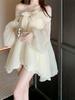 Elegant One-Shoulder Chiffon Dress - Summer Loose Fit, Slimming Short Skirt