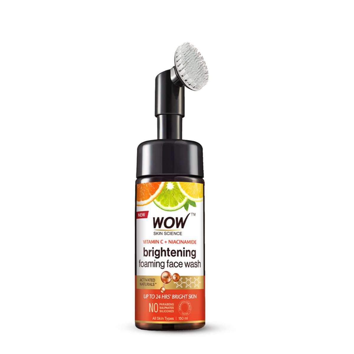 

WOW Skin Science Vitamin C & Niacinamide Foaming Face Wash with Built-In Brush for Deep Cleansing Radiance 150 ml