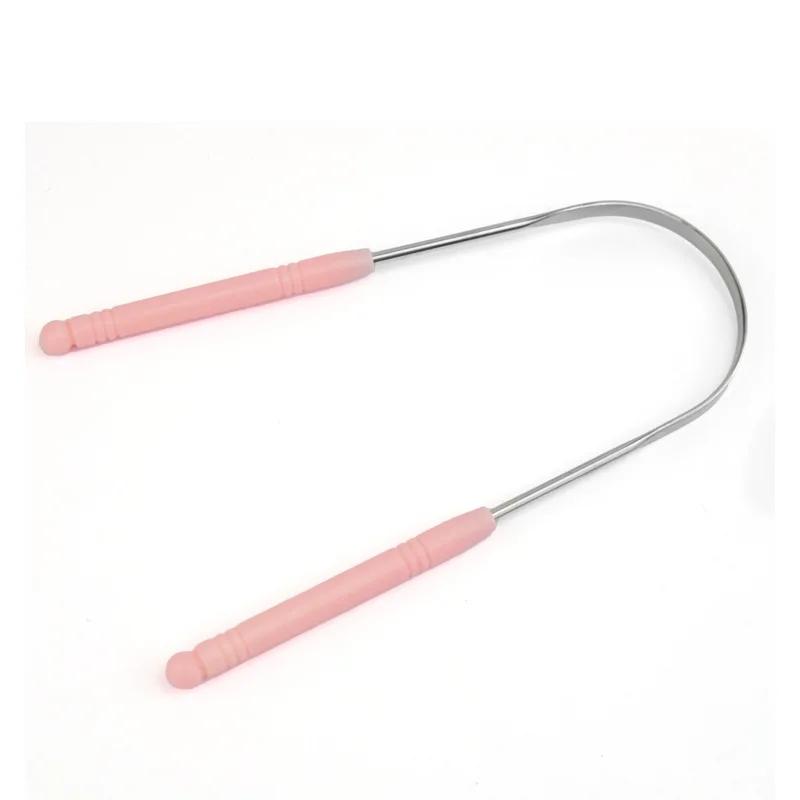 New Stainless Steel Tongue Scraper Fresh Breath Cleaning Coated Tongue Toothbrush Oral Hygiene U-Shaped Metal Tongue Scraper