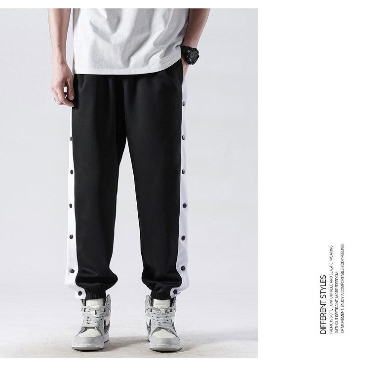 Pánské přeshraniční sportovní snap jogger kalhoty - Ležérní volný střih pro jaro a podzimní basketbalový trénink