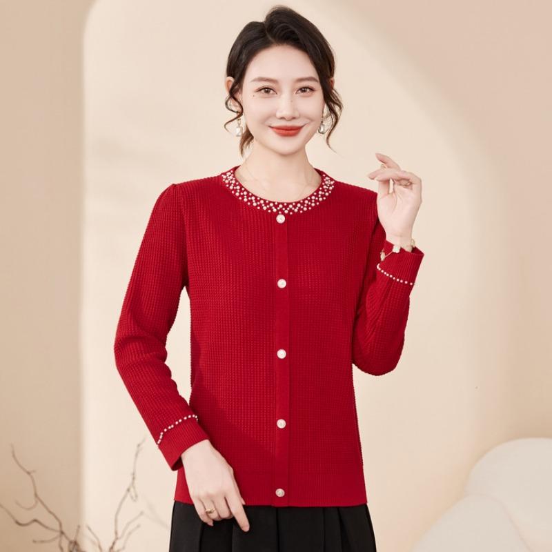 Young fashion mother clothing spring autumn and winter new crew neck sweater middle-aged women age-reducing knitted clothes