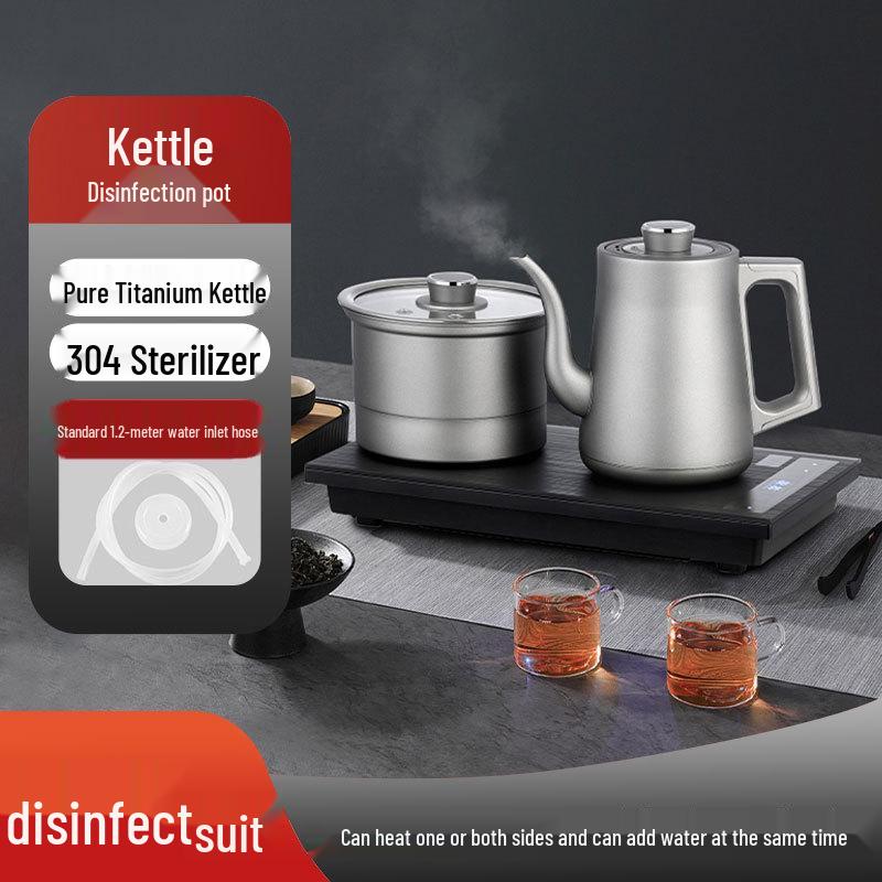 Pure Titanium Automatic Electric Tea Kettle & Double Burner with Smart Water Filling