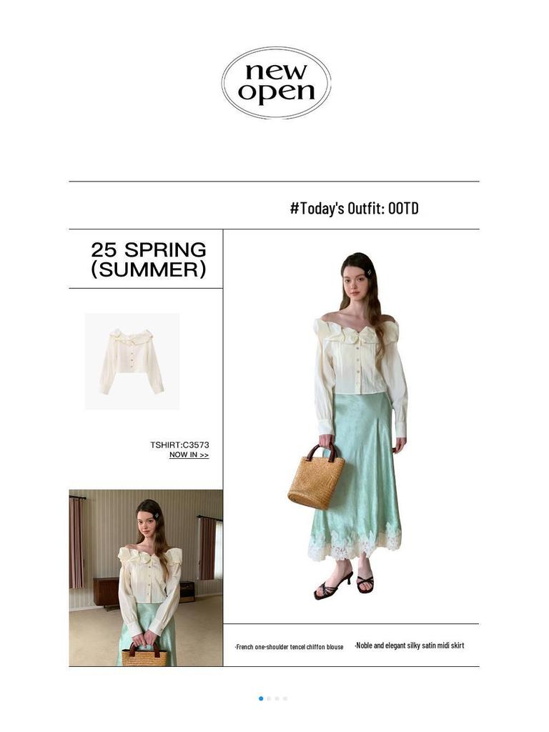 Interpret Beauty Elegant French Satin Midi Skirt for Women - Spring 2025 Collection C3582