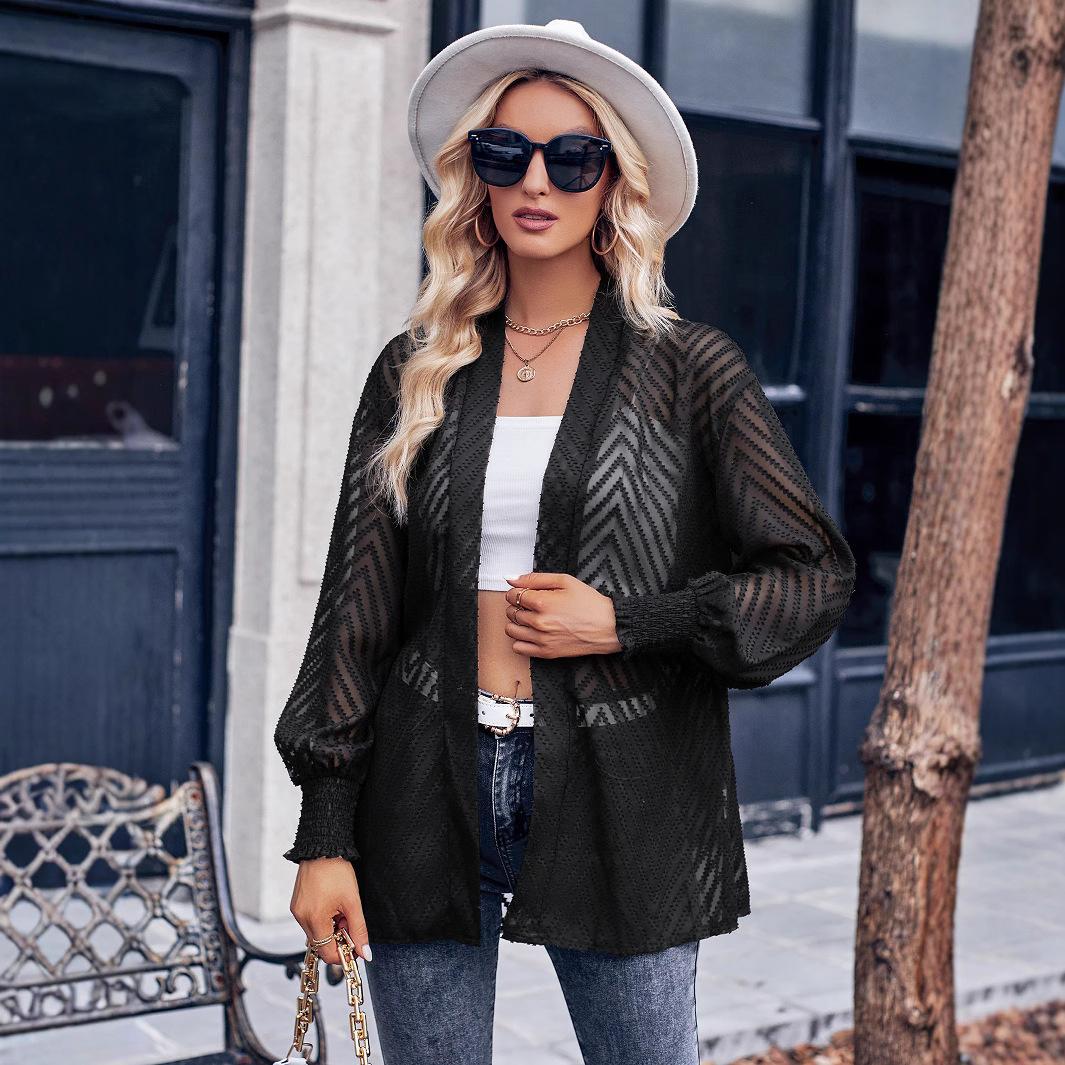 

Осенне-зимний женский повседневный однотонный свободный трикотажный жаккардовый топ XL чёрный