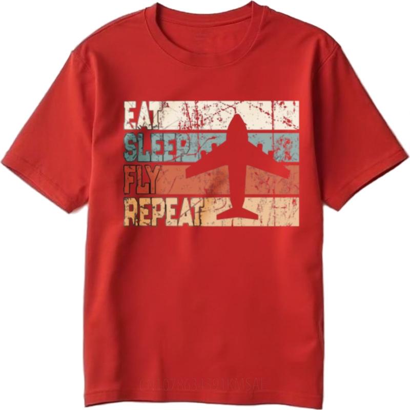 

Top tees Minimalist Tshirt Adult For him short sleeve t shirt Black Eat Sleep Fly Repeat Minimalist Unisex tops Quick Dry Shirt S