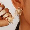 Delicate Blue Crystal Starfish Turtle Earrings for Women Summer Holiday Metal Shell Sea Star Earring Jewelry Girl Gift