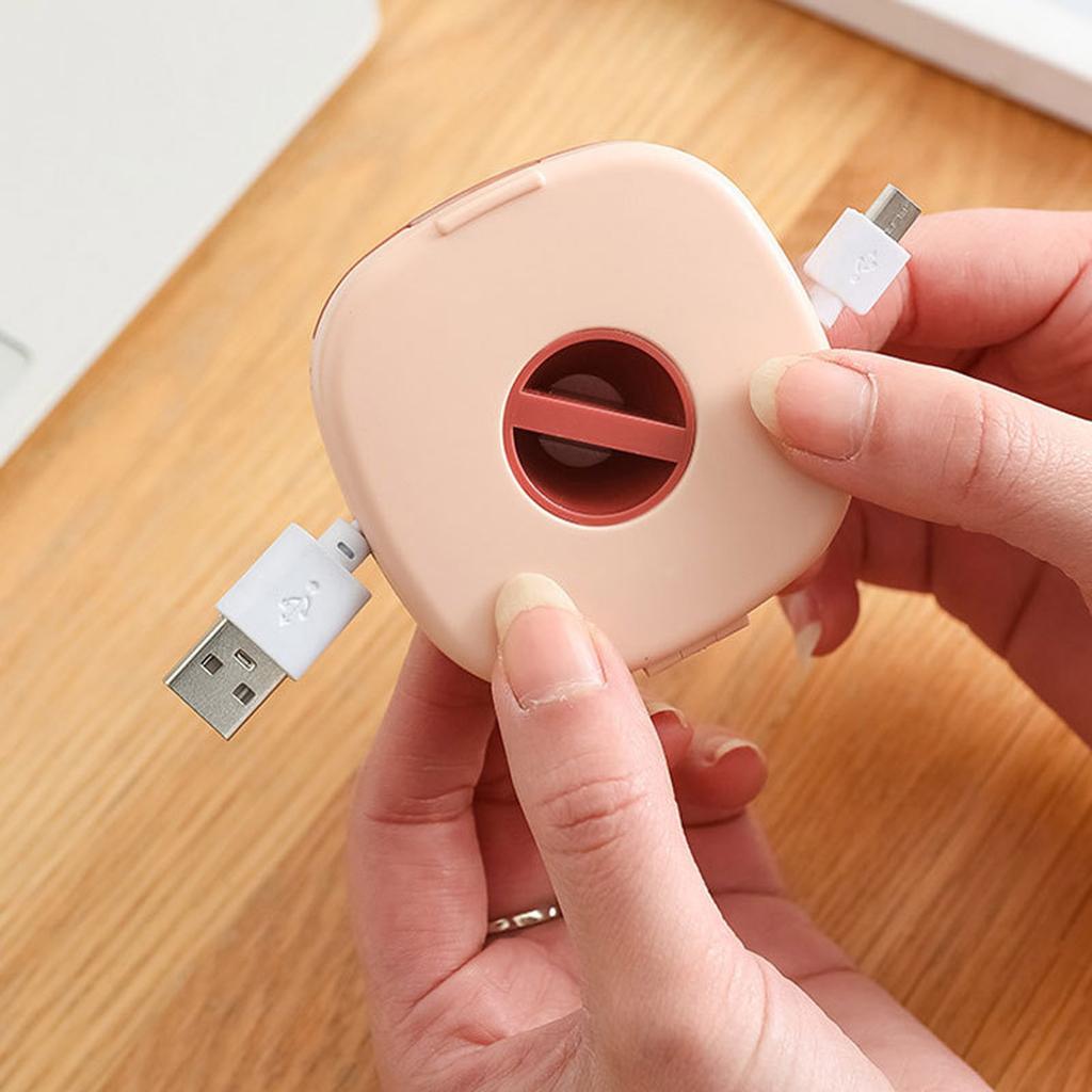 Caja de almacenamiento de Cable de datos giratoria para Cable de carga de auriculares portátil de viaje