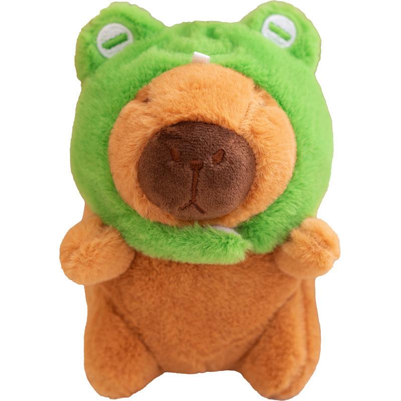 Hat Orange Frog Capybara With Backpack Plush Keychain Toy Decoration Pendant