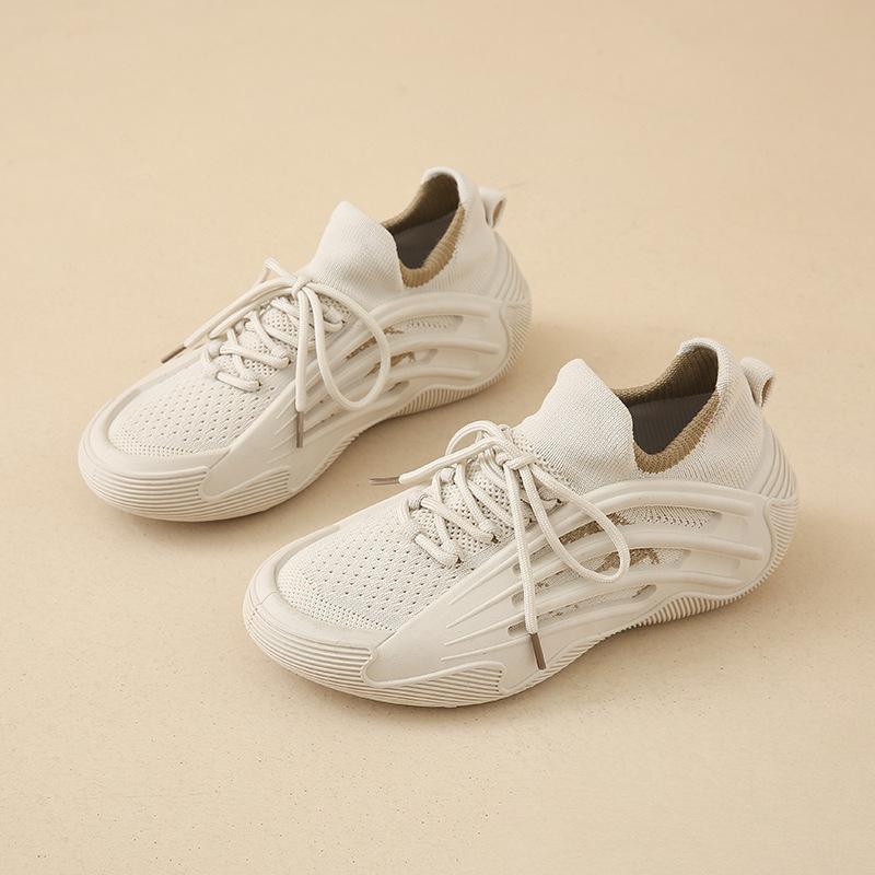 

Летающие вязаные спортивные носки-туфли женские летние дышащие легкие для долгой стоячей работы не устают ноги мягкая подошва кокосовые повседневные туфли 35 бежевый