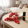 Hair Tie Floral Print Rabbit Ear Decor Hair Rope High Elasticity Bun Half-Tied Hairstyles Ponytail Holder Hair Accessory