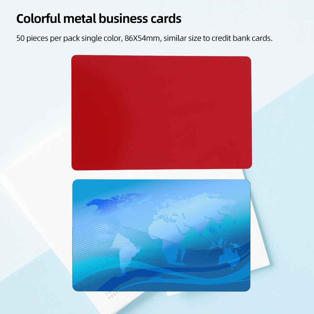 50PCS  Mark Engraved Business Visit Name Cards Smooth Aluminum Alloy Metal Business Cards Blank Tablet for Office Clients