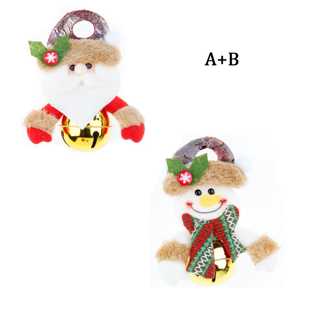 Christmas Bell Pendant Christmas Doll Cartoon Metal Round Bell Pendant Christmas Tree Decoration