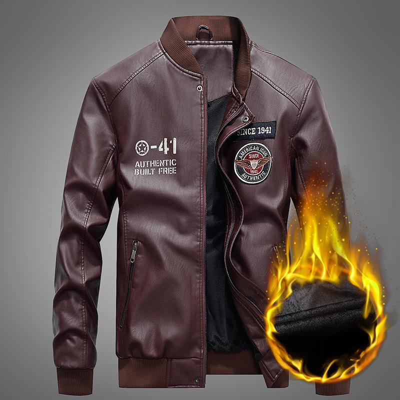 Men's PU Leather Jacket Autumn and Winter New Men's Stand-up Collar Loose Casual Large Size Autumn Men's Coat