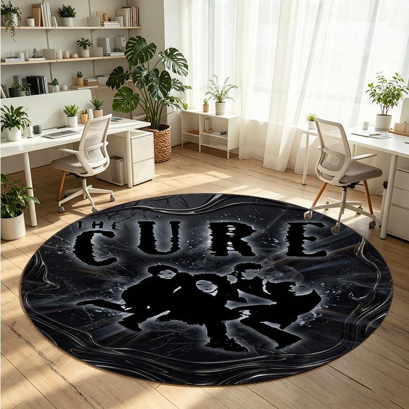 The Cure Printed Round Crystal Velvet Rug Soft Non Slip Floor Carpet For Bedroom Holiday Gift