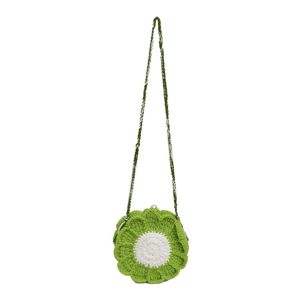 Women Mini Flower Cotton Crochet Crossbody Shoulder Bag Handbag Coin Purse