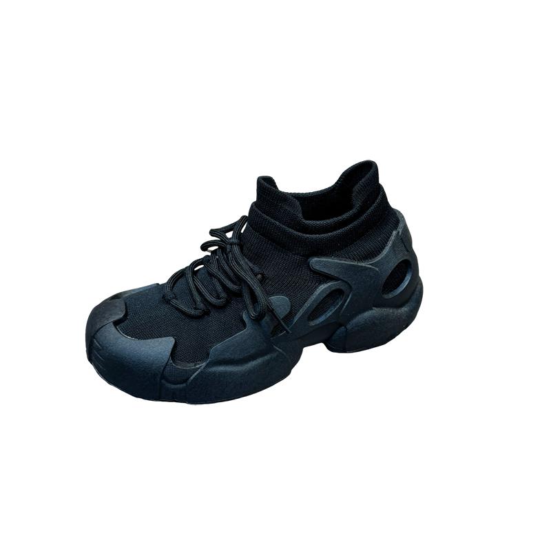 Fashion Women's Thick-soled Sneakers Lace-up Breathable Knitted Casual Shoes 2025 Spring and Autumn Fashion Tennis Shoes for Women