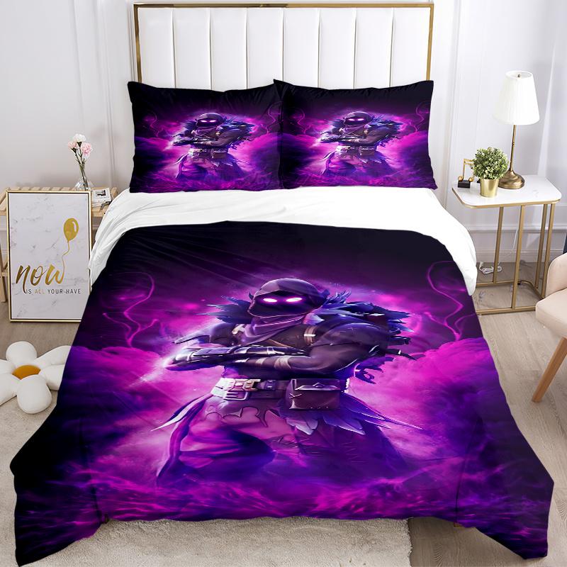 3pcs Dark Ninja Purple Home Decor Bedding Set-Universal Three-Piece Suit for Bedroom, Guest Room, Living Room, Hotel-Perfect Gift for Fans,