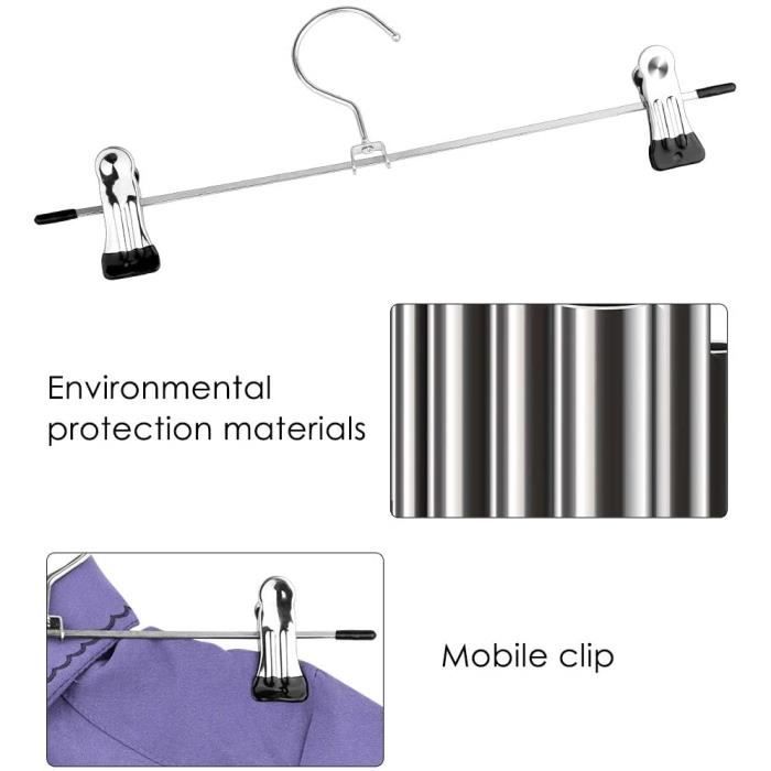 Lot de 10 Cintres Porte-Pantalons Métal - Mutsitaz - Réglables - Blanc - Adulte