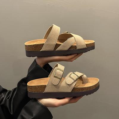 Internet Celebrity Ins Style Versatile Thick Bottom Heightening Slippers Women's Summer Wear 2025 New Beach Premium Cool Slippers