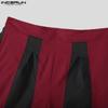 INCERUN Men's High Elastic Waist Striped Patchwork Casual Long Flare Pants Trousers