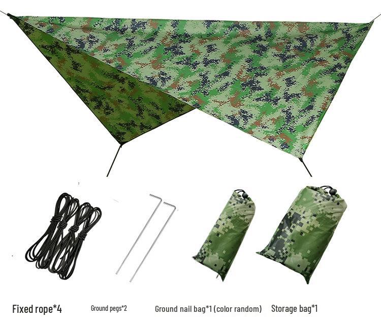 Camouflage Multifunctional Waterproof Sunshade Tent: Lightweight, Moisture-proof Awning & Beach Canopy Ground Sheet.